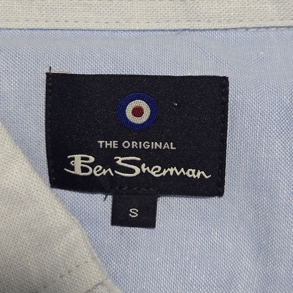 Ben Sherman Mens Modern Classic Fit Linen Blend Button Up Shirt Size Small - Picture 11 of 11